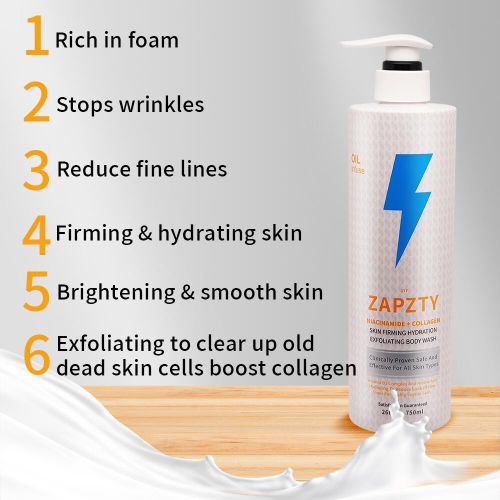 Zapzyt Niacinamide & Collagen Skin Firming Hydration Exfoliating Body Wash - 750ml - Image 2