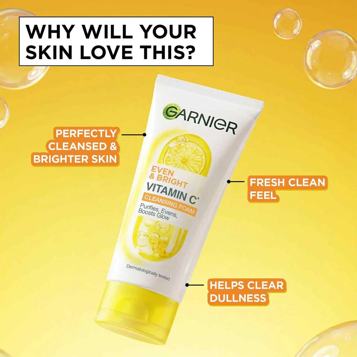 Garnier Even and Bright Vitamin C Cleansing Foam - 100ml - Image 2