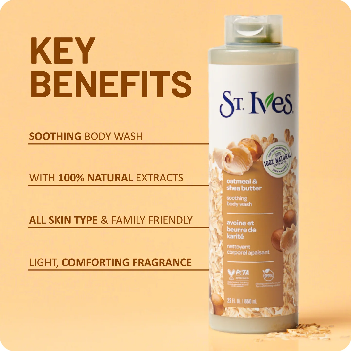 St Ives Soothing Body Wash Oatmeal And Shea Butter - 650ml - Image 2